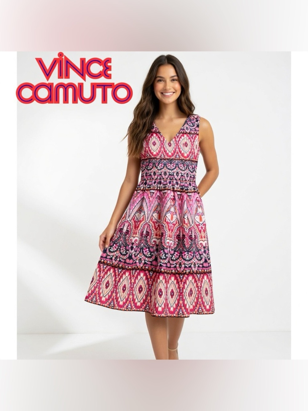 Best Dressed Wedding Guest Dress Pink Paisley Floral Sleeveless Size 0